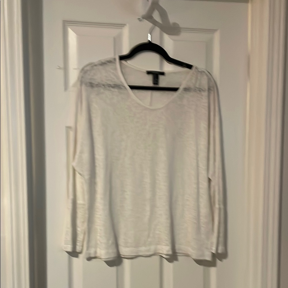 Women's White Long Sleeve Top